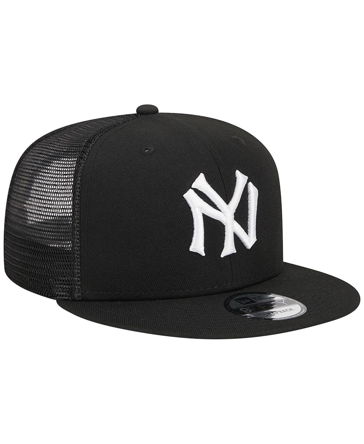 New Era Men's  Black New York Yankees Trucker 9fifty Snapback Hat In Black