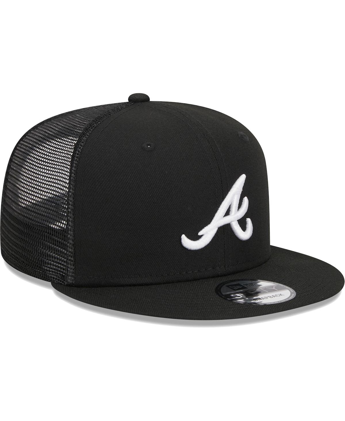 Men's New Era Black Atlanta Braves Trucker 9FIFTY Snapback Hat