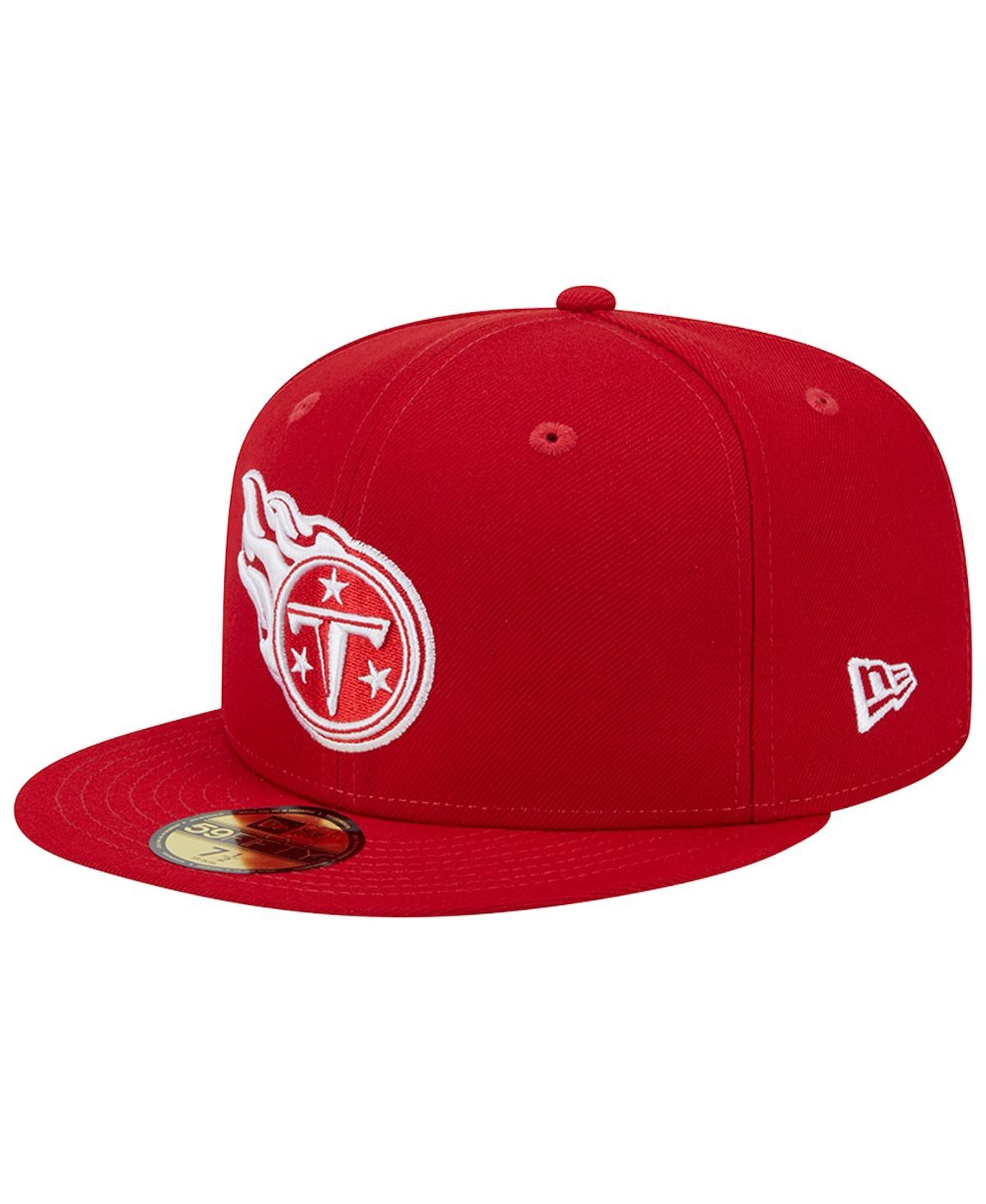 Men's New EraTennessee Titans 15 Years Main Patch 59FIFTY Fitted Hat - Scarlet