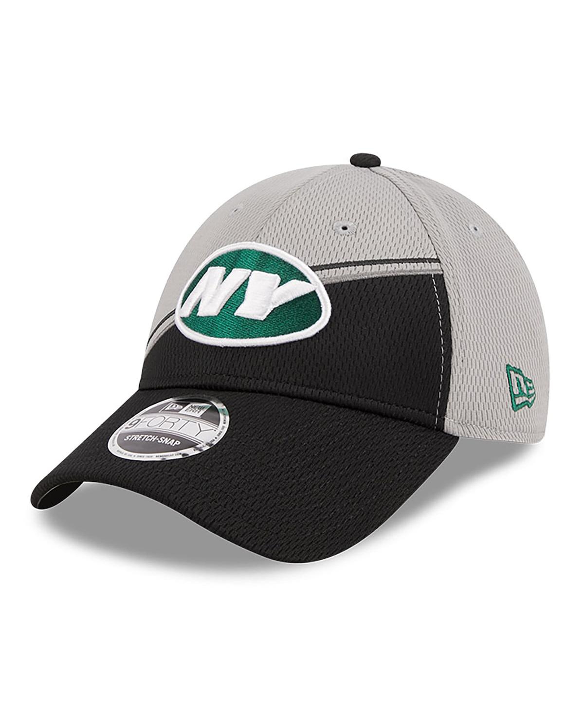 NEW ERA MEN'S NEW ERA GRAY, BLACK NEW YORK JETS 2023 SIDELINE 9FORTY ADJUSTABLE HAT