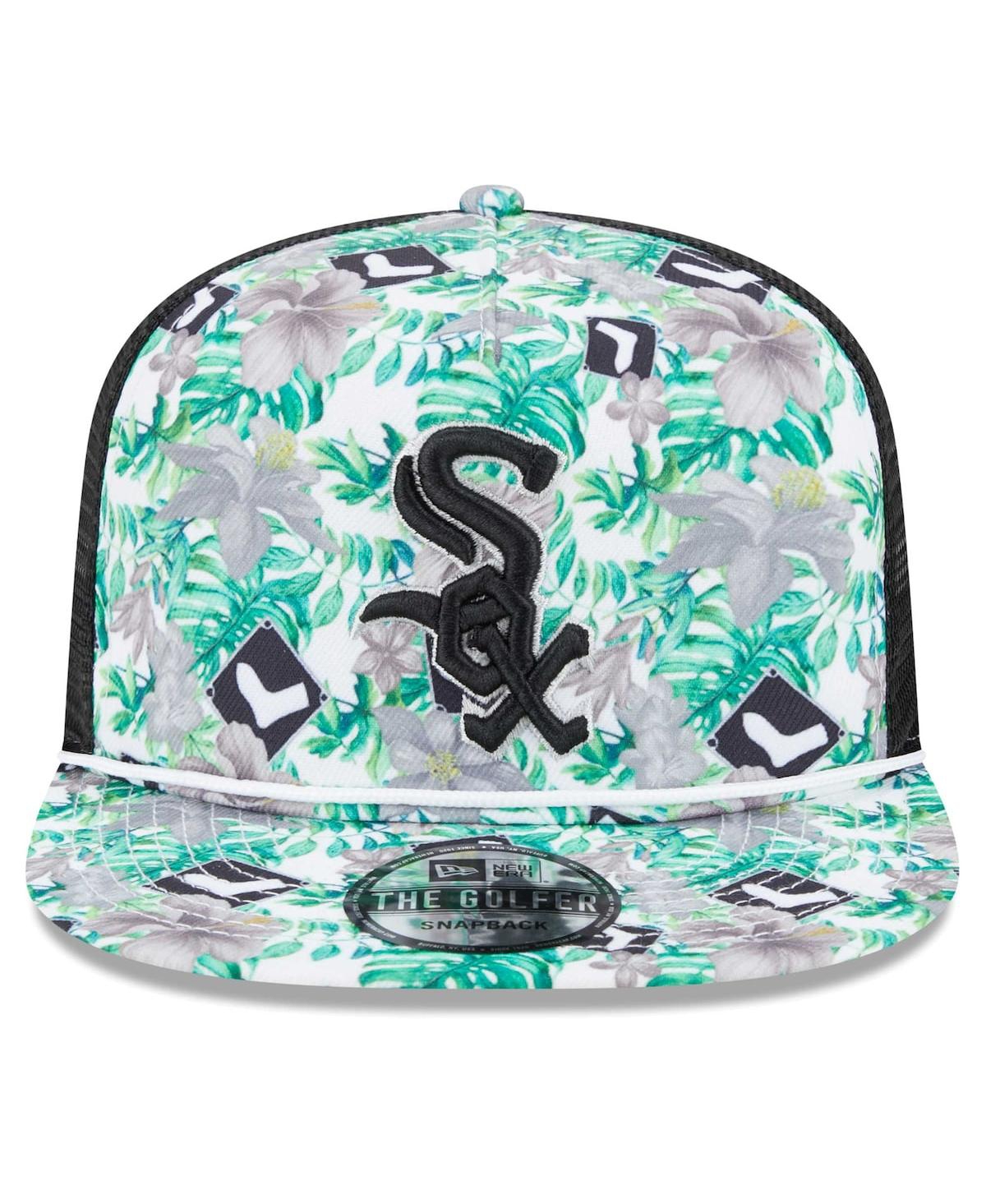 New Era Chicago White Sox Tropic Floral Golfer Lightly Structured Snapback Hat In Black