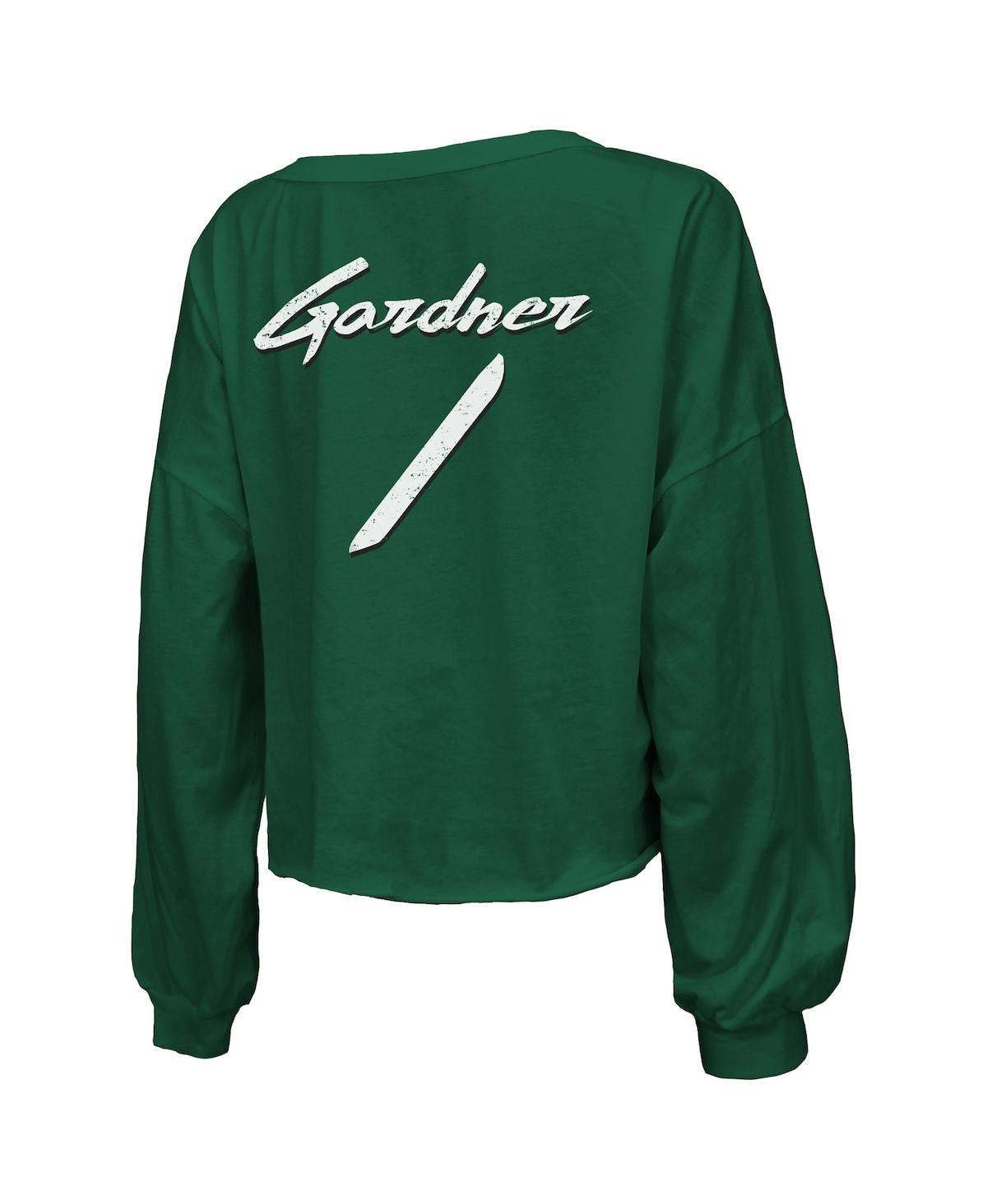Majestic Women's  Threads Sauce Gardner Green New York Jets Name And Number Off-shoulder Script Cropp In Green