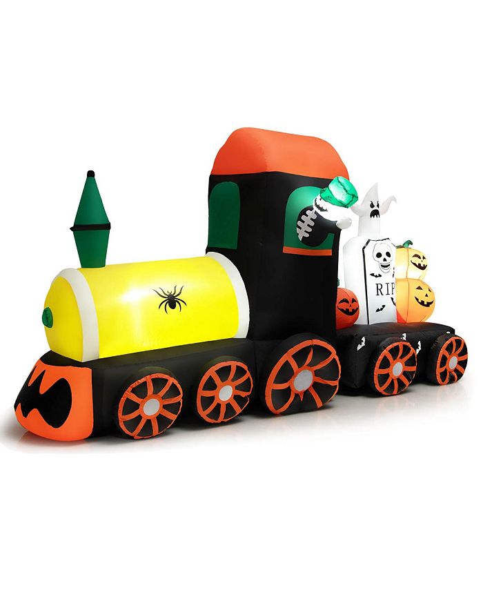 Costway 8ft Long Halloween Inflatable Skeleton Ride on Train LED ...