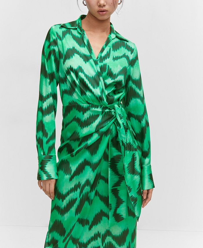 MANGO Women's Printed Satin Shirt Dress - Macy's