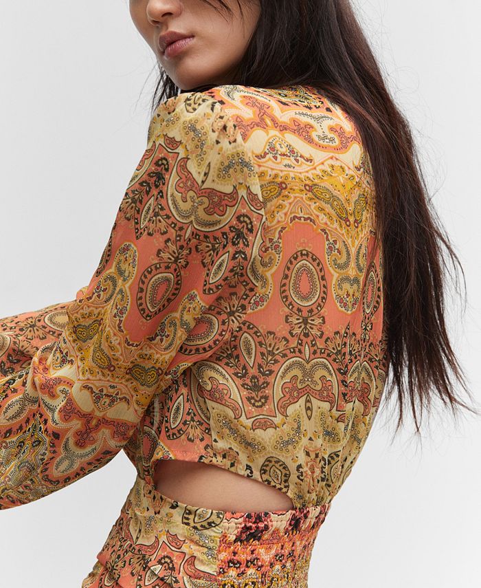 MANGO Women's Balloon Sleeves Printed Dress - Macy's