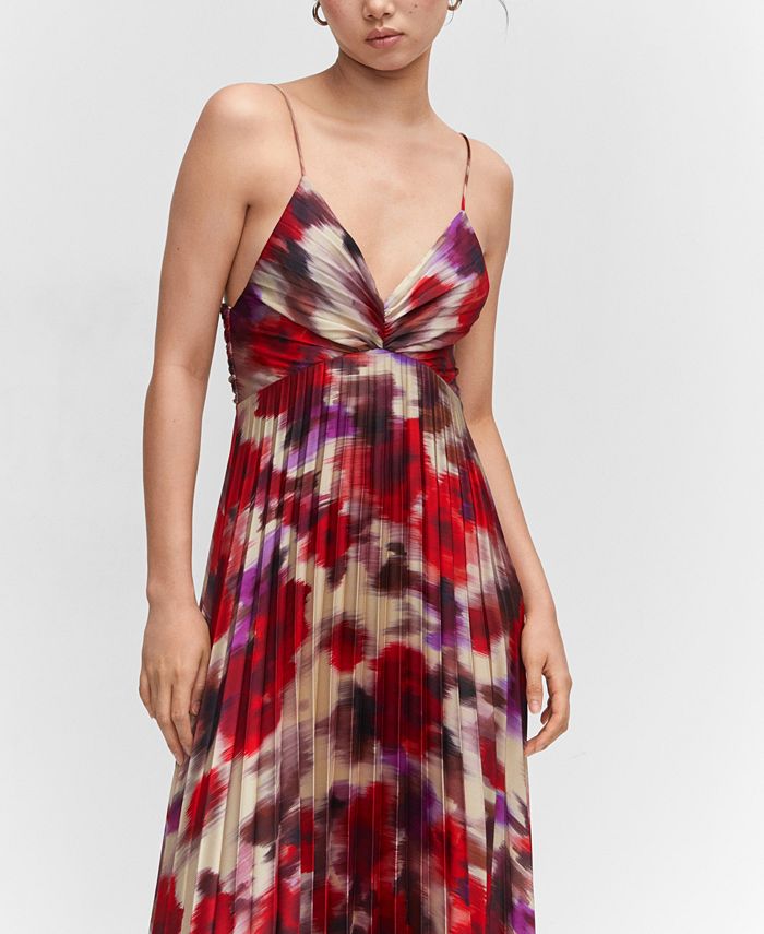 MANGO Women's Pleated Satin Dress - Macy's