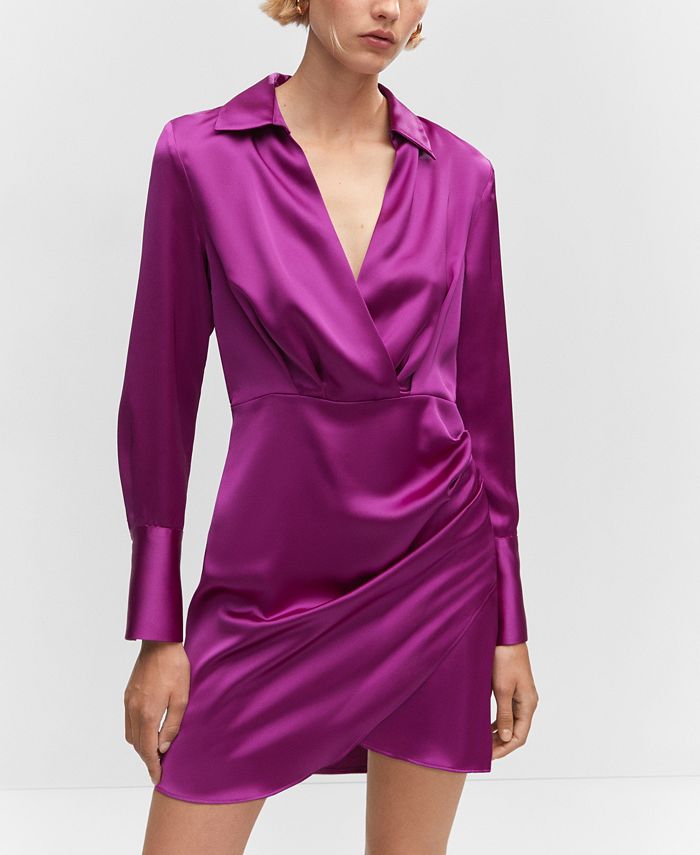 MANGO Women's Wrapped Satin Dress Macy's