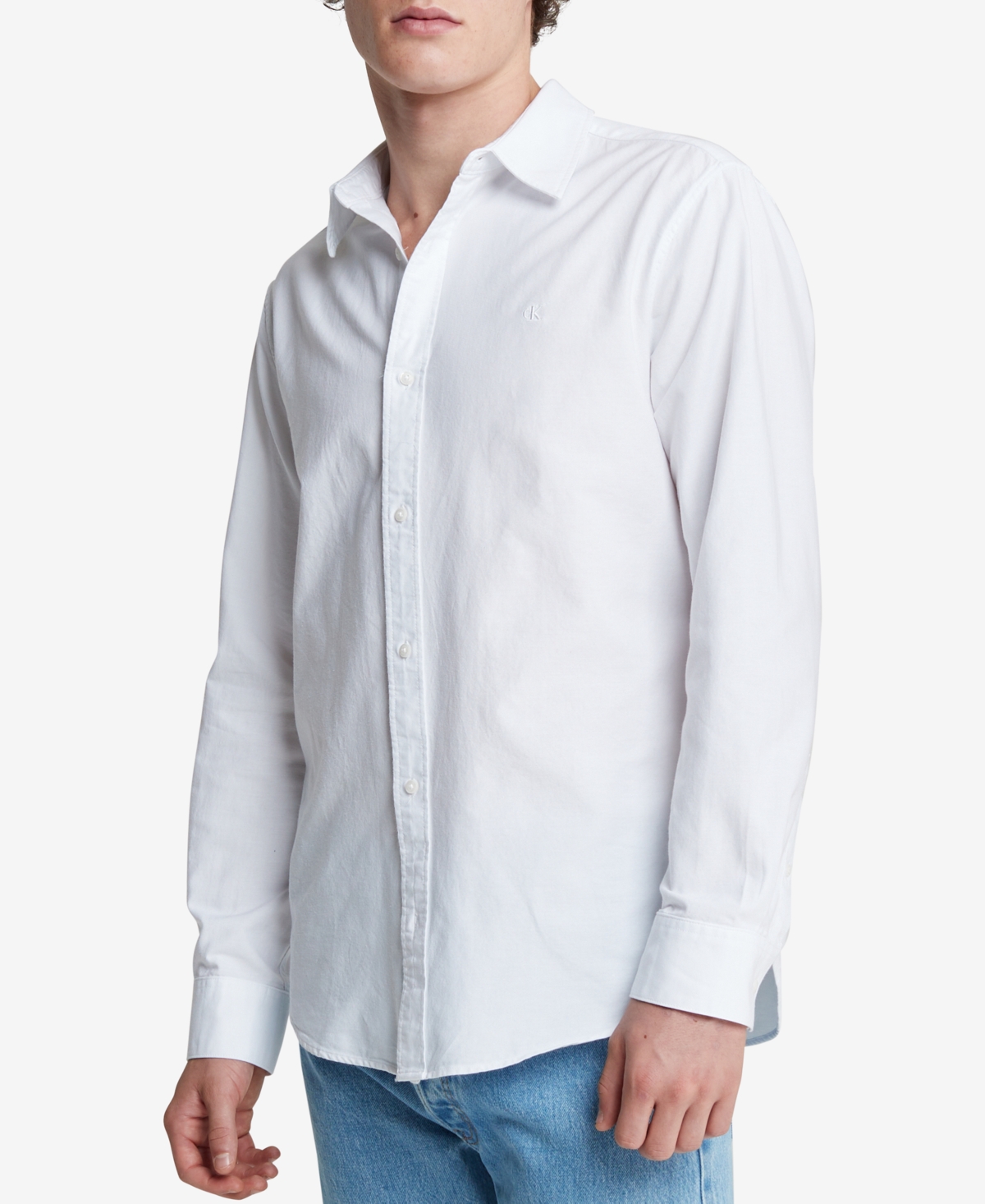 Calvin Klein Men's Solid Button-front Oxford Shirt In Brilliant White