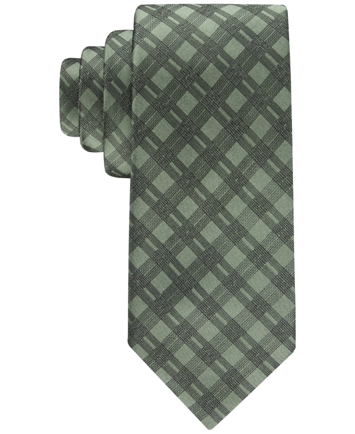 Calvin Klein Men's Double-rail Grid Tie In Olive Green