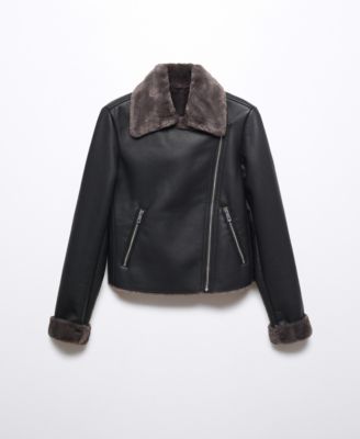 MANGO Women's Faux Shearling-Lined Jacket - Macy's