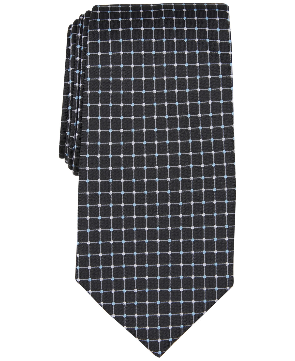 Men's White Grid Tie, Created for Macy's - Black