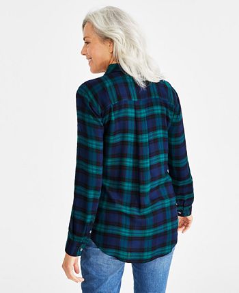 Style & Co Women's Buffalo Plaid Flannel Shirt, Created for Macy's - Macy's