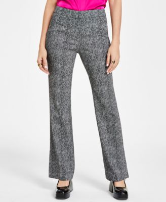 Bar III - Women's Herringbone Side-Slit Flare Pants