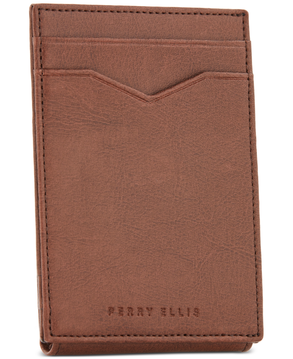 Men's Magnetic Leather Card Case - Brown