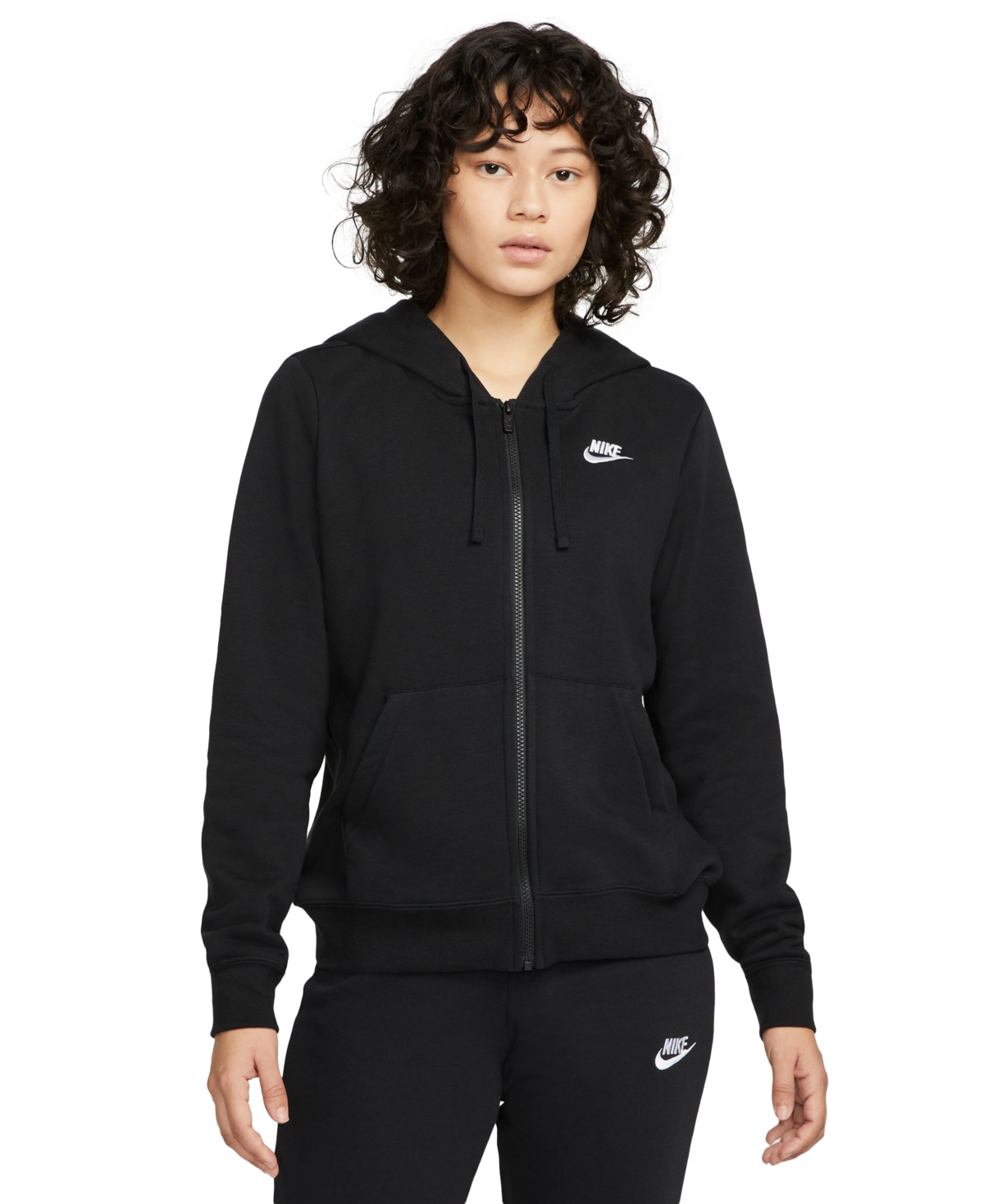 Shop Nike Women's Sportswear Club Fleece Full-zip Hoodie In Black