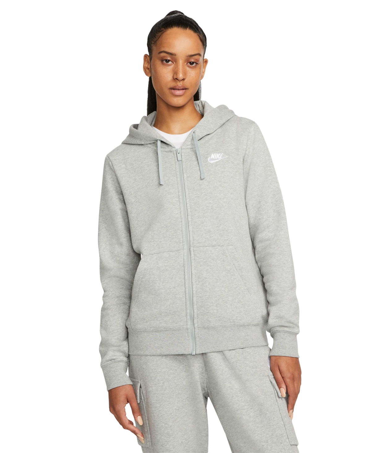 Shop Nike Women's Sportswear Club Fleece Full-zip Hoodie In Dark Grey Heather