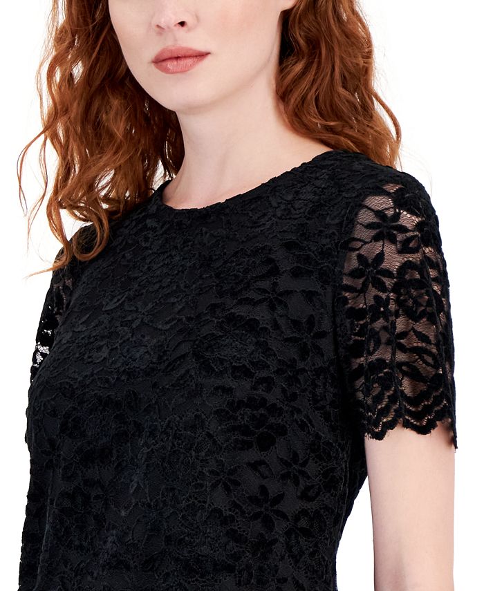 Tahari ASL Women's Lace ShortSleeve Top Macy's