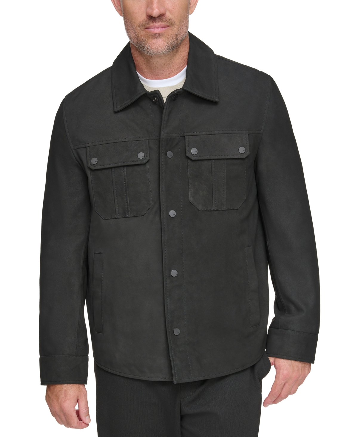 Marc New York Men's The Laredo Leather Overshirt In Black