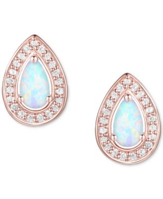 Amethyst (5/8 ct. t.w.) & Lab-Grown White Sapphire (1/6 ct. t.w.) Pear Halo Stud Earrings in Sterling Silver (Also in Additional Gemstones)