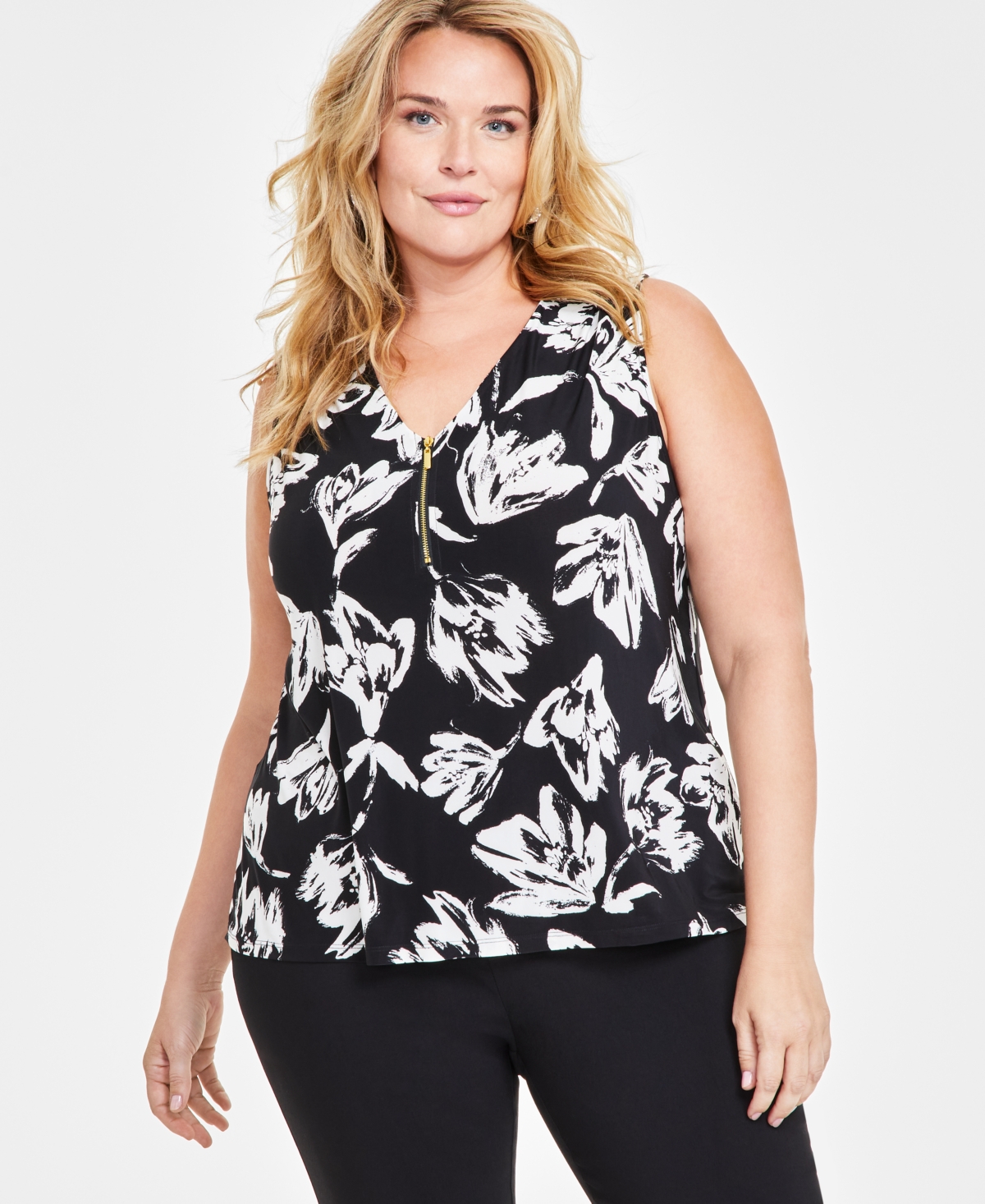 Inc International Concepts Plus Size Floral-print Sleeveless Top, Created For Macy's In Hayden Garden