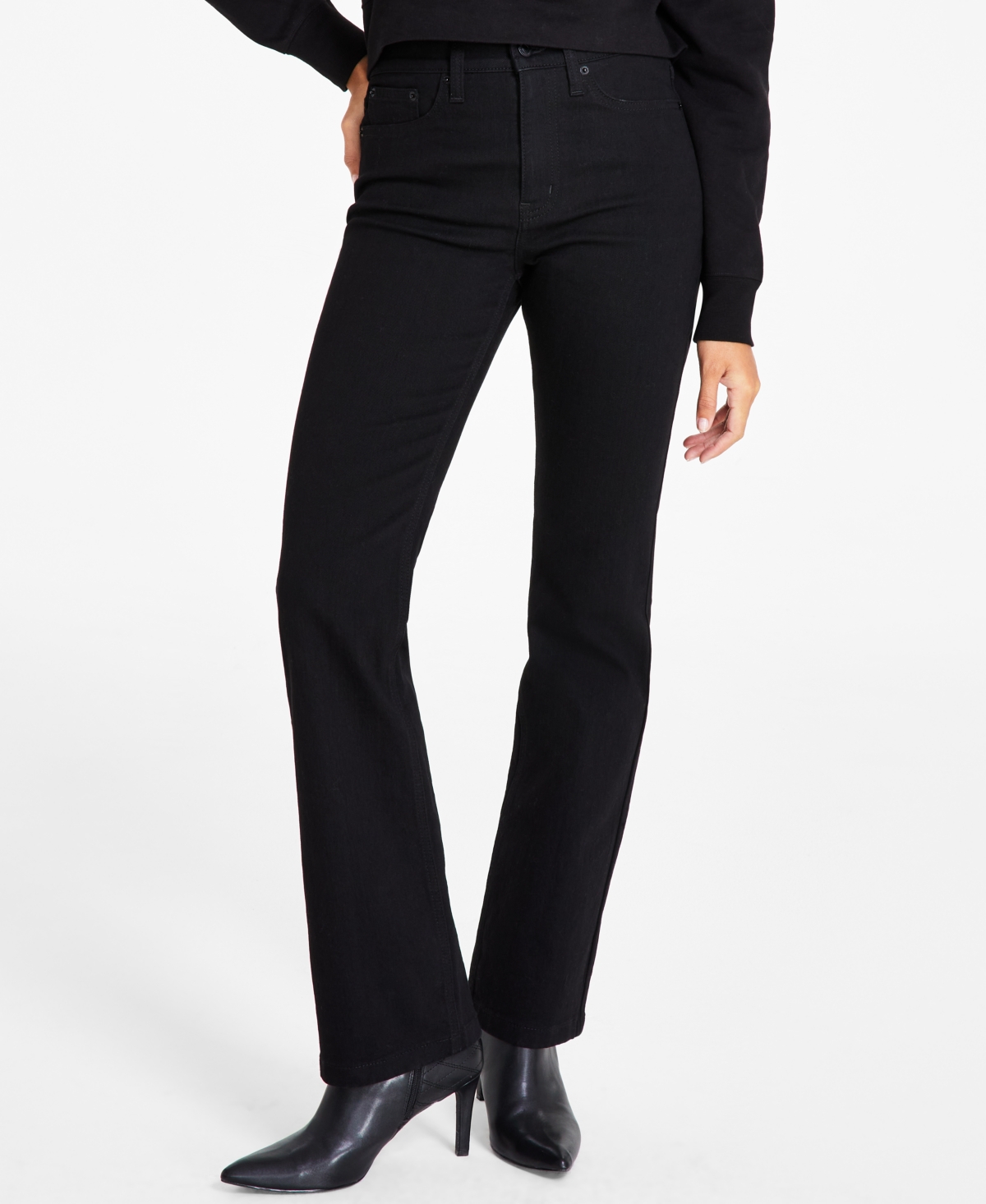 Calvin Klein Jeans Est.1978 Women's High-rise Whisper Soft Bootcut Jeans In Real Black