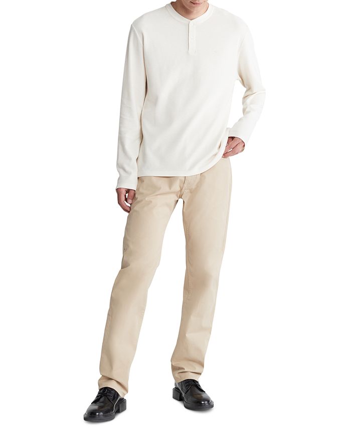 Calvin Klein Men's Regular-Fit Waffle-Knit Long-Sleeve Henley - Macy's