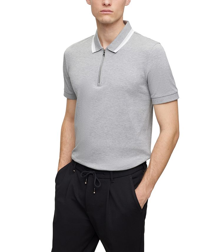 Hugo Boss Men's Slim-Fit Zip-Neck Polo Shirt - Macy's