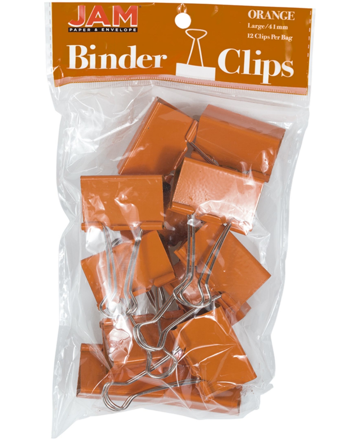 Colorful Binder Clips - Large - 1.5", 41 Millimeter - Binder Clips - 12 Per Pack - Orange