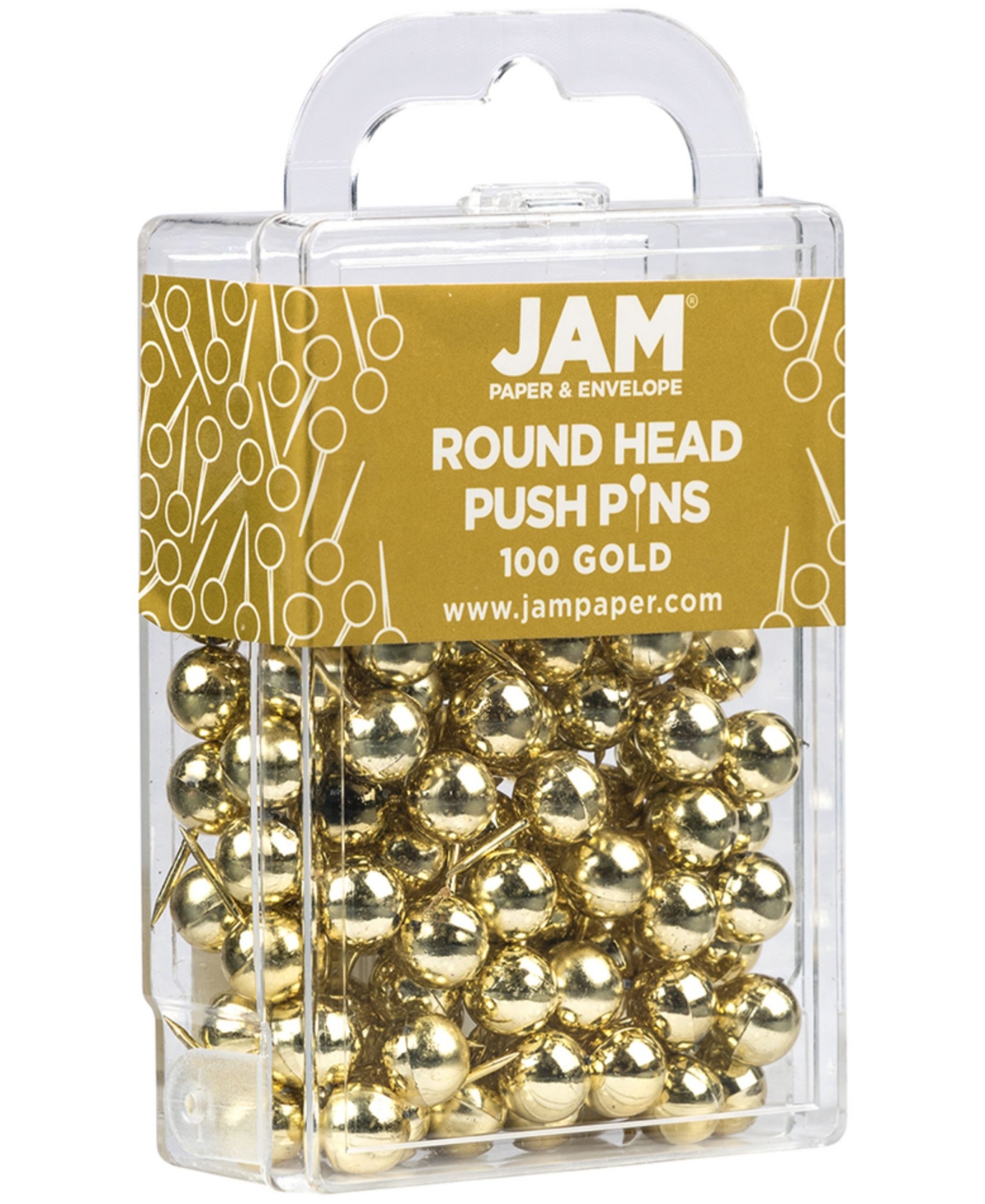 100 Count Rose Gold Wall Push Pins - Clear Plastic Head Thumbtacks