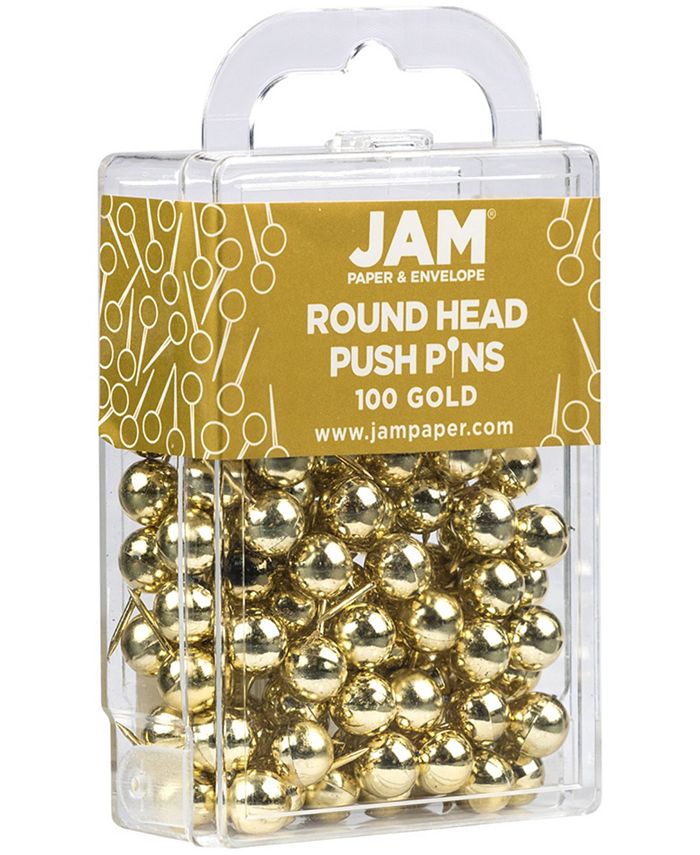 JAM Paper Colorful Push Pins - Round Head Map Thumb Tacks - Pushpins ...