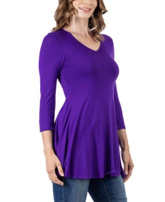 Women's Three Quarter Sleeve V-neck Tunic Top