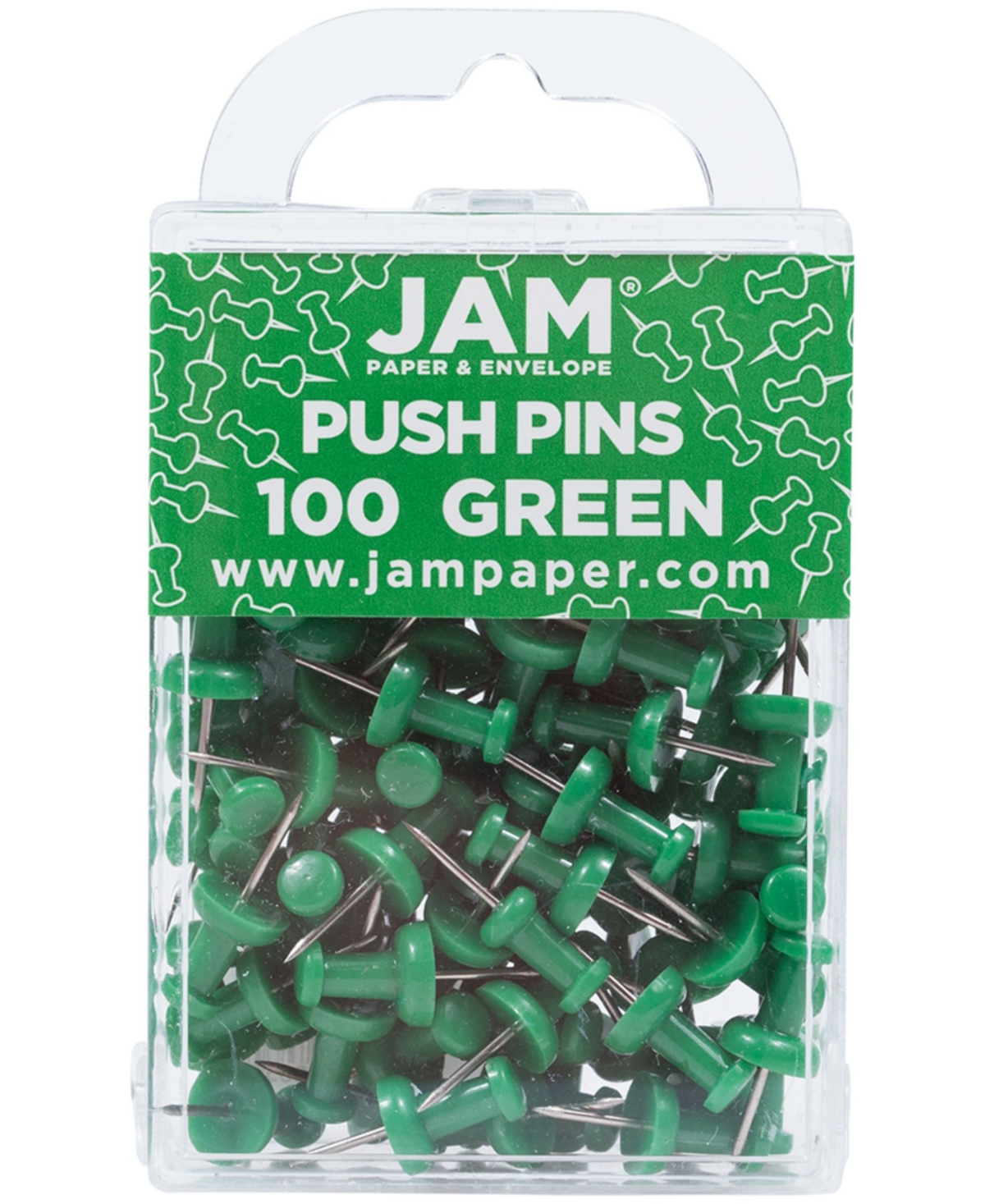 Jam Paper Colorful Push Pins In Green