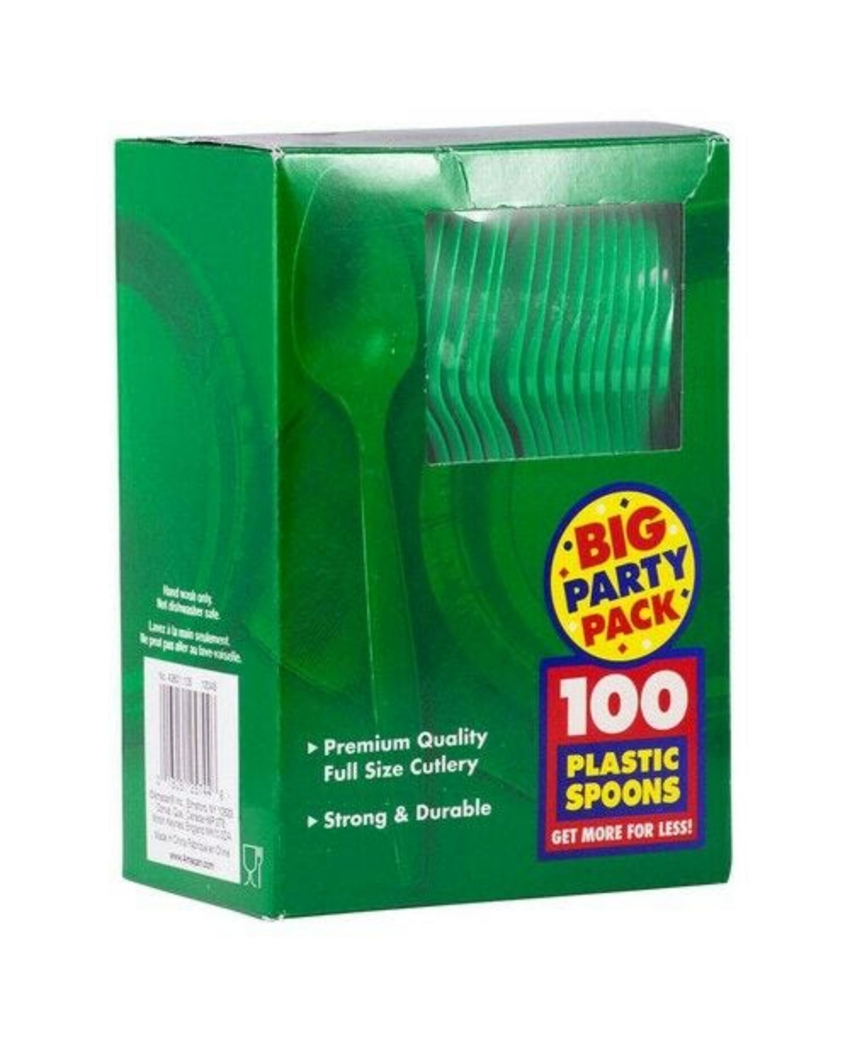 Jam Paper Big Party Pack Of Premium Plastic Spoons In Green