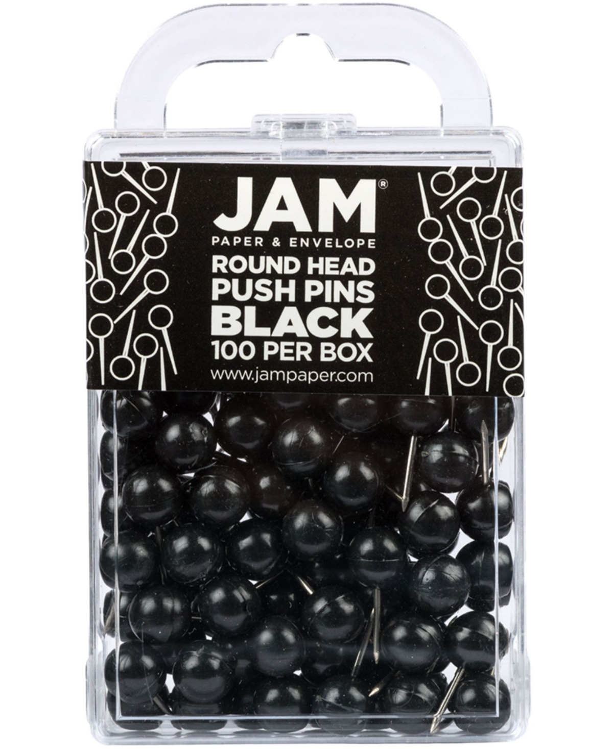 Jam Paper Colorful Push Pins In Black