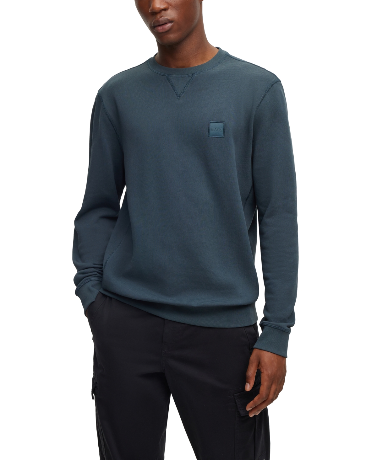 Hugo Boss Boss By  Men's Relaxed-fit Logo Patch Sweatshirt In Open Blue
