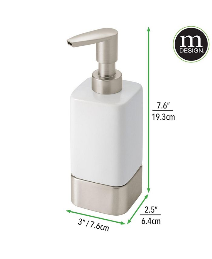 mDesign Square Ceramic Bathroom Soap Dispenser 2 Pack White/Matte