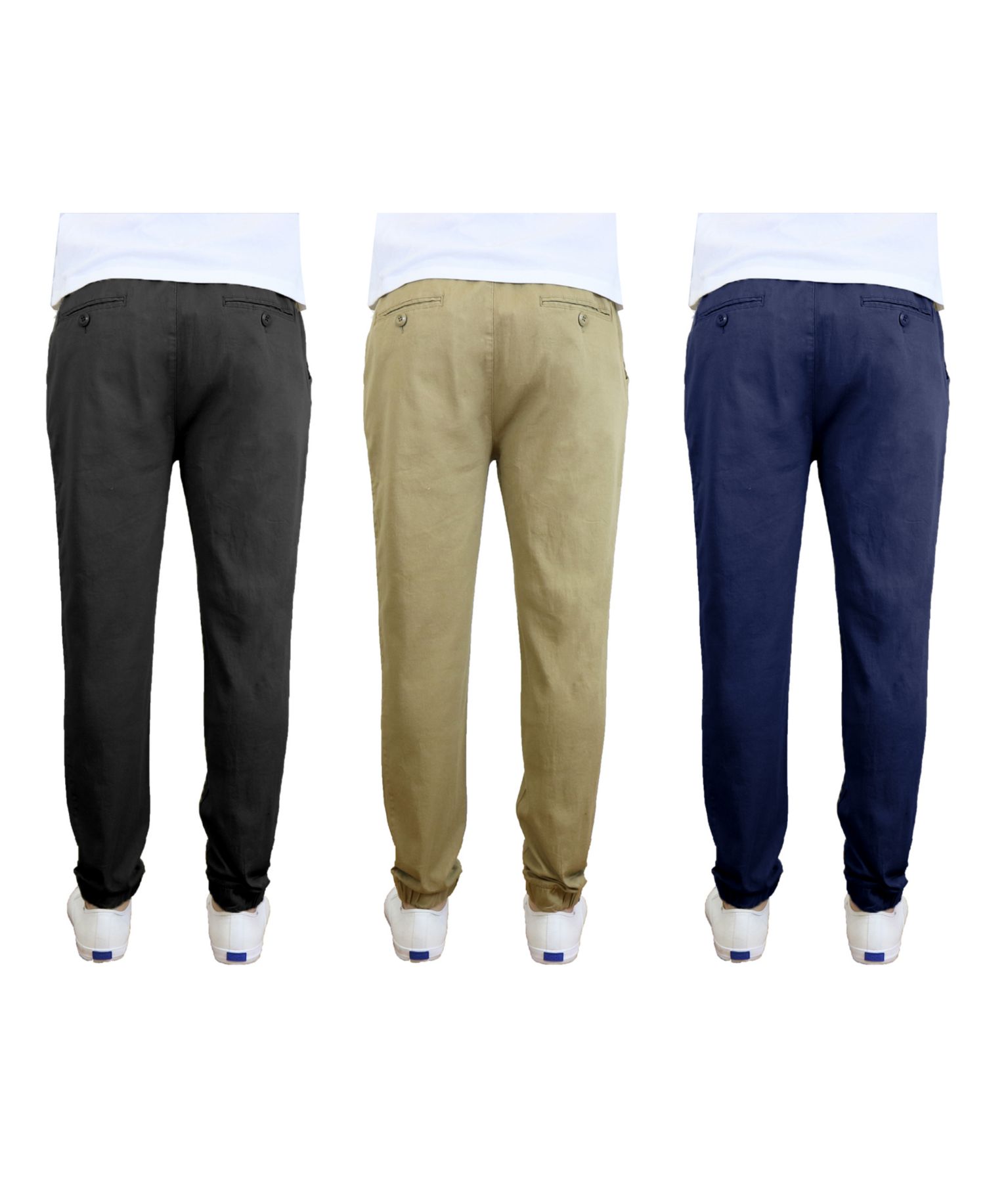Men's Slim Fit Basic Stretch Twill Joggers, Pack of 3
