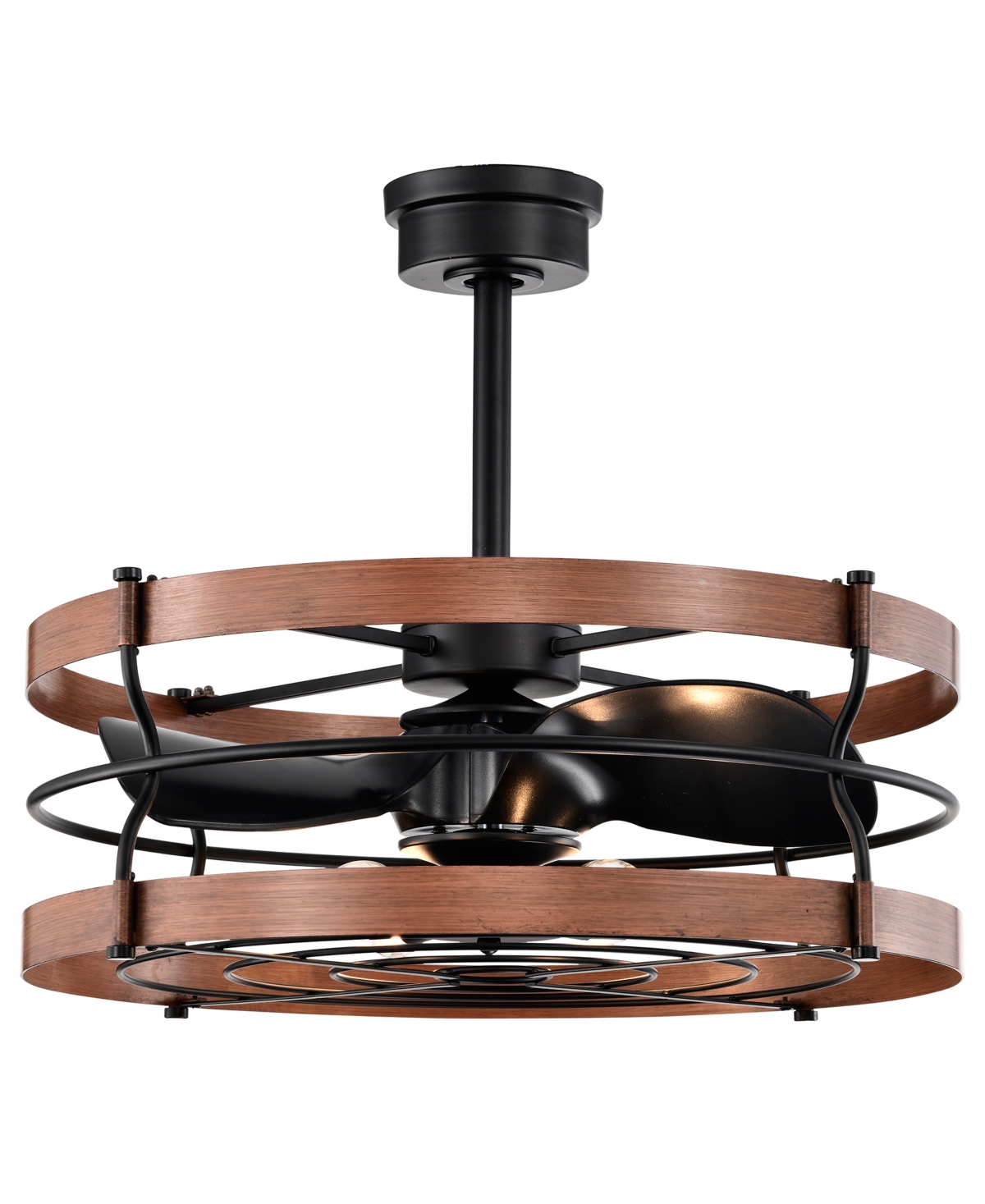Home Accessories Isla 26" 6-light Indoor Finish Ceiling Fan With Light Kit In Matte Black And Brown Faux Wood Grain