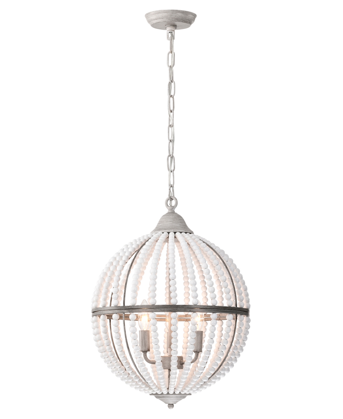 Home Accessories Auster 15" 3-light Indoor Finish Chandelier With Light Kit In Gray Faux Wood Grain And Gloss White