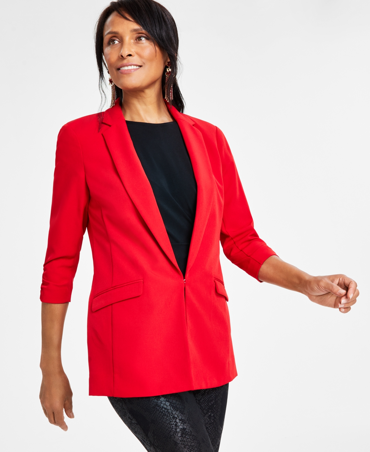 INC Petite Menswear Blazer, Created for Macy's - Red Zenith