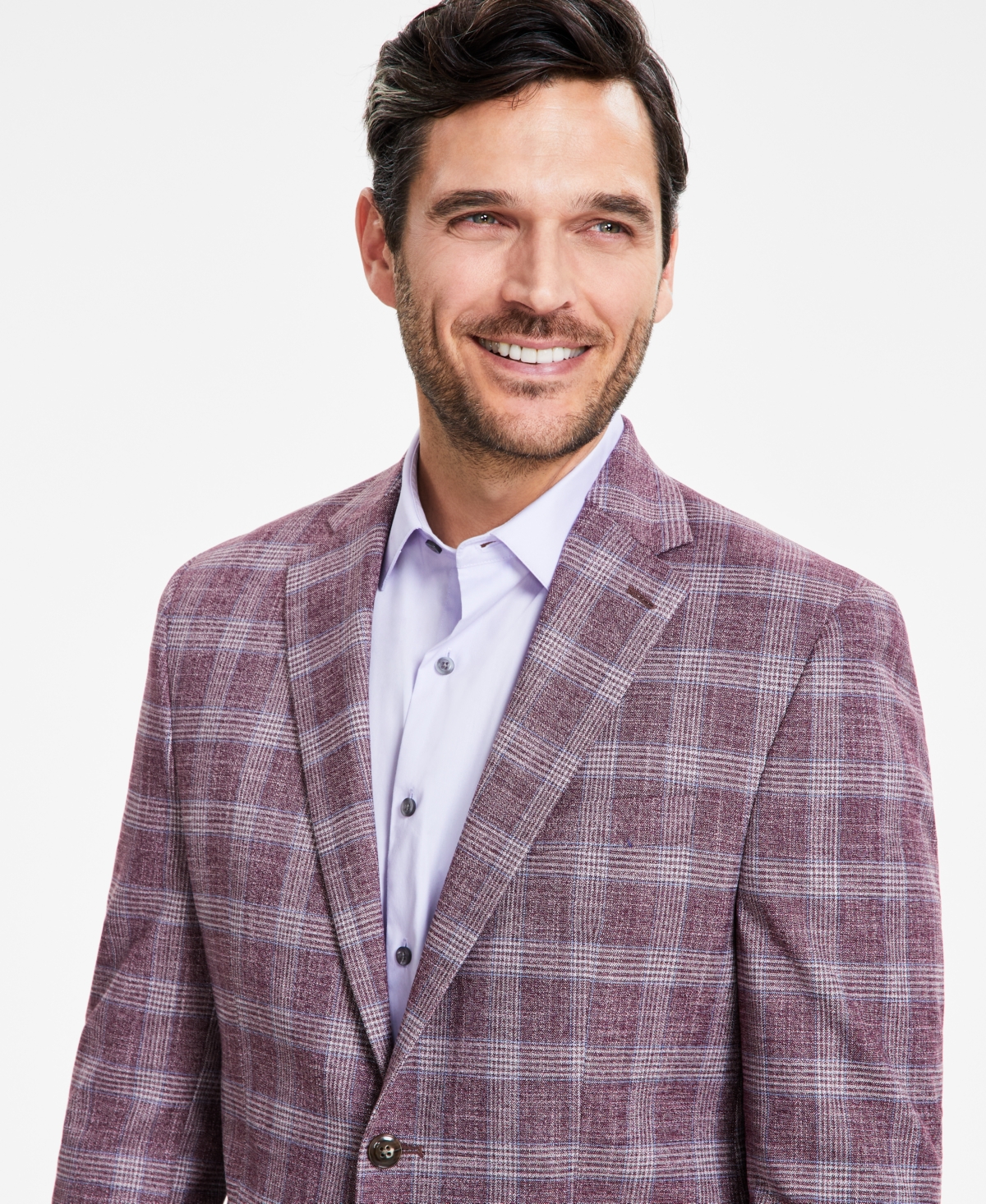 Michael Kors Men's Classic-Fit Berry Plaid Sport Coat