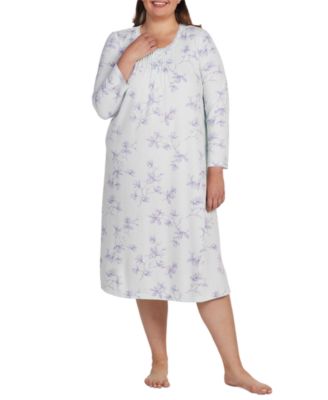 Miss Elaine - Plus Size Floral Lace-Trim Nightgown