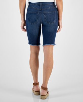 Petite Raw-Edge Denim Bermuda Shorts, Created for Macy's