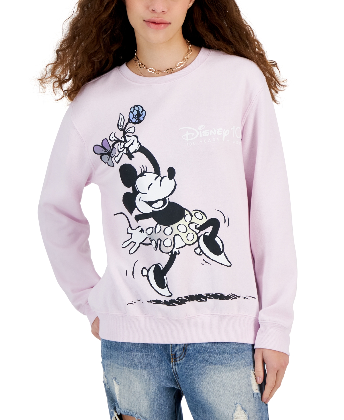 Disney Juniors' Minnie Mouse 100th Anniversary Fleece Pullover In Lavender