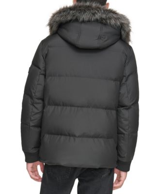 Men's Nisko Short Channel Quilted Puffer Jacket with Faux Fur Hood