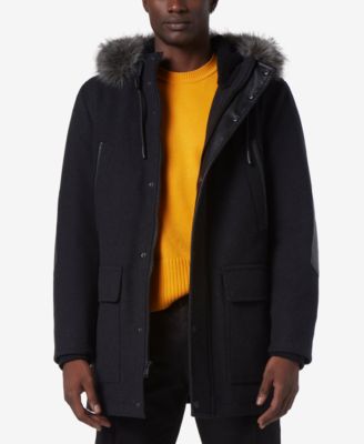 Men s Dawson Hooded Parka with Faux Leather Faux Fur Trim