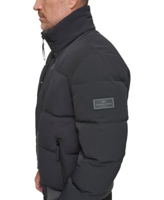 Men's Sideling Stretch Crinkle Down Color Block Bomber Jacket