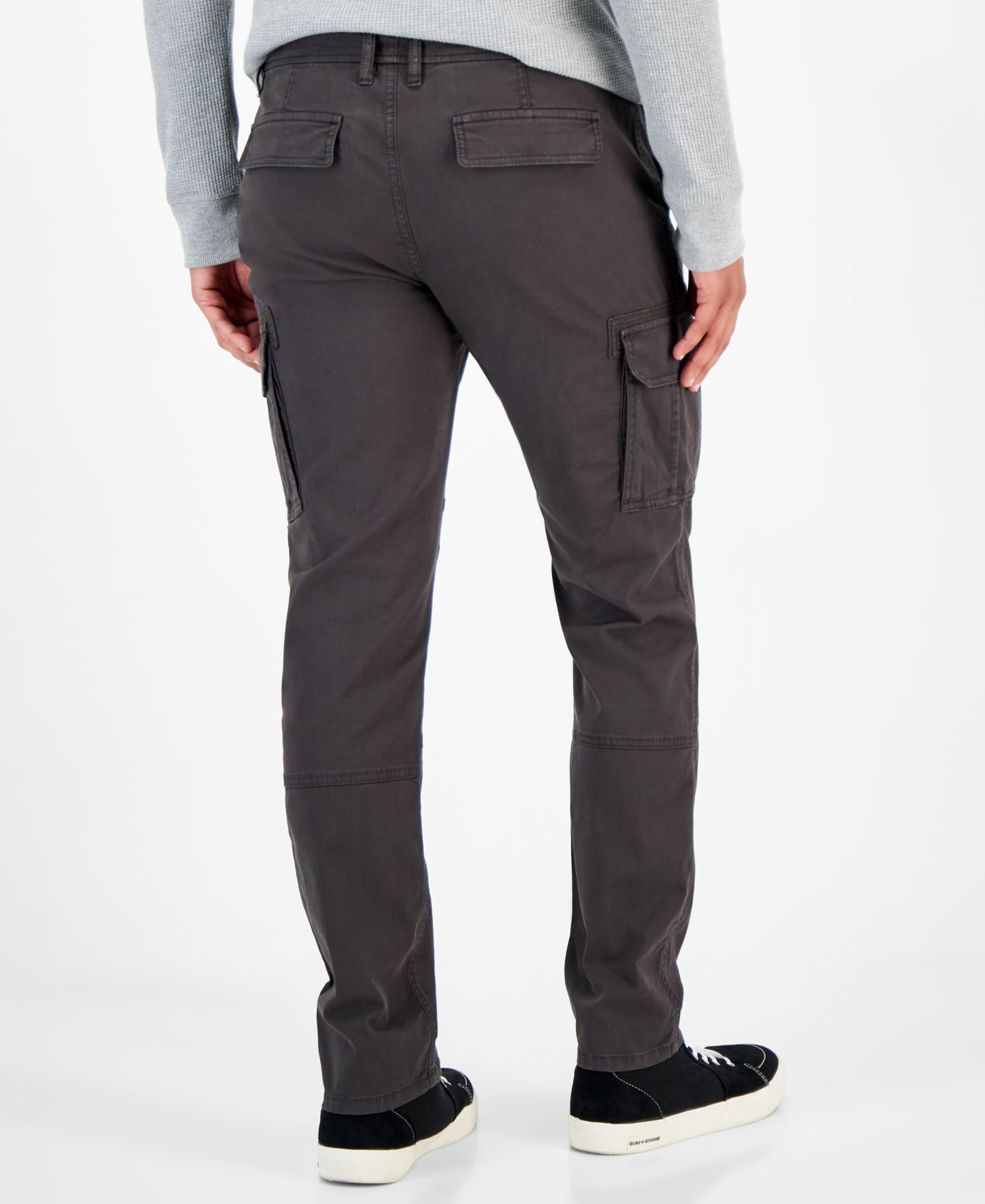 Мужские брюки Sun + Stone Garment-Dyed Tapered Cargo, цвет: Чёрный теневой — фото 2