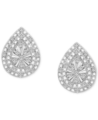 Macy's Diamond Pear Cluster Stud Earrings (1/4 ct. t.w.) in Sterling Silver