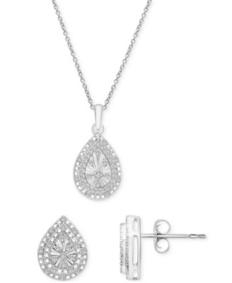 Diamond Teardrop 18" Pendant Necklace (1/4 ct. t.w.) in Sterling Silver, Created for Macy's
